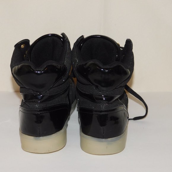 Bebe Sport Krysten Black Metallic Light Up High Top Sneakers Size 8.5 - Picture 7 of 12